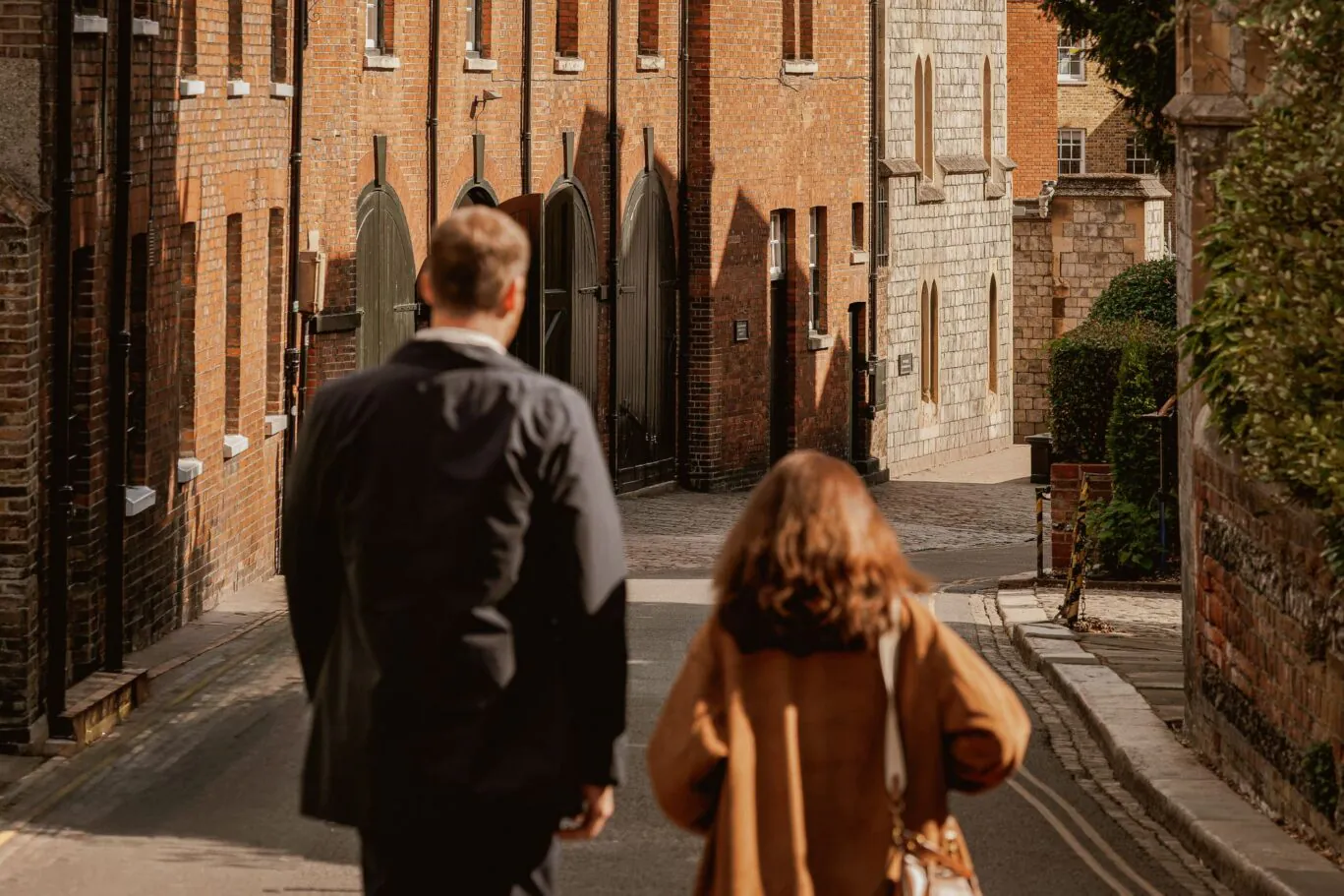 Couple walking down the street in Windsor