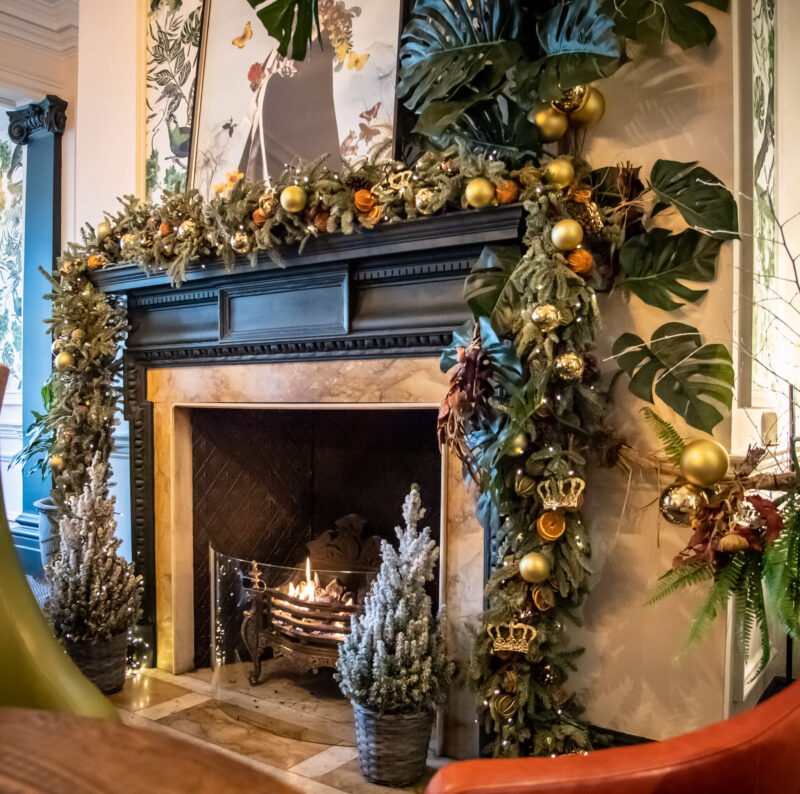 Festive fireplace The Castle Hotel Windsor