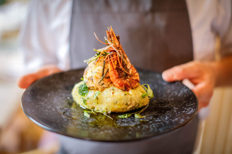 Boho Marche Cod brandade being served
