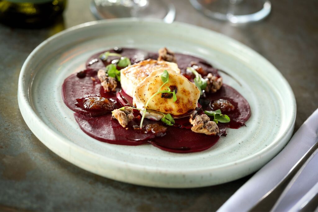 The Castle Hotel Windsor slow roasted beetroot carpaccio caramelised goats cheese