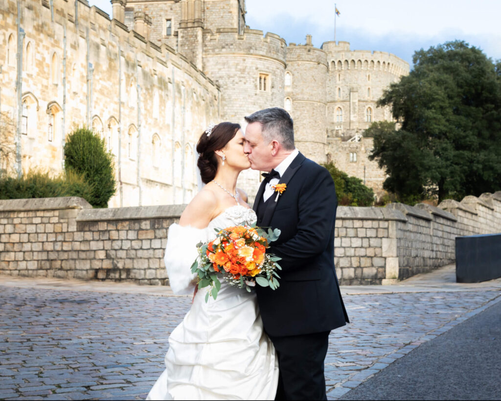 The-Castle-Hotel-Windsor-Bride-and-groom-outside-Windsor-Castle